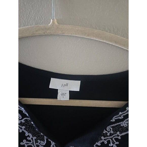 J. Jill Women's Boho Blouse Size S Blue Embroidered 3/4 Sleeve Tunic Cottagegore - Picture 3 of 9